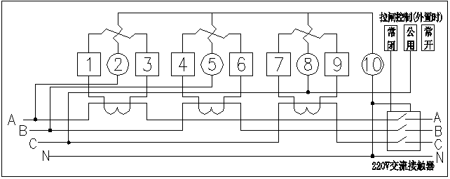 DH79-Y型三相導軌式電力監測儀（插卡費控型）接線圖